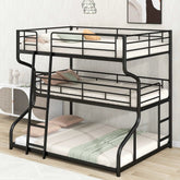 Bellemave® Full XL over Twin XL over Queen Triple Bunk Bed with Long and Short Ladder - Bellemave